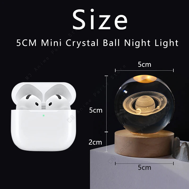 Unique 3D Crystal Ball Night Light Led Lamp Bedside Table Glowing Galaxy Lamp Saturn Planets Moon Children Birthday Gift Toy 5cm