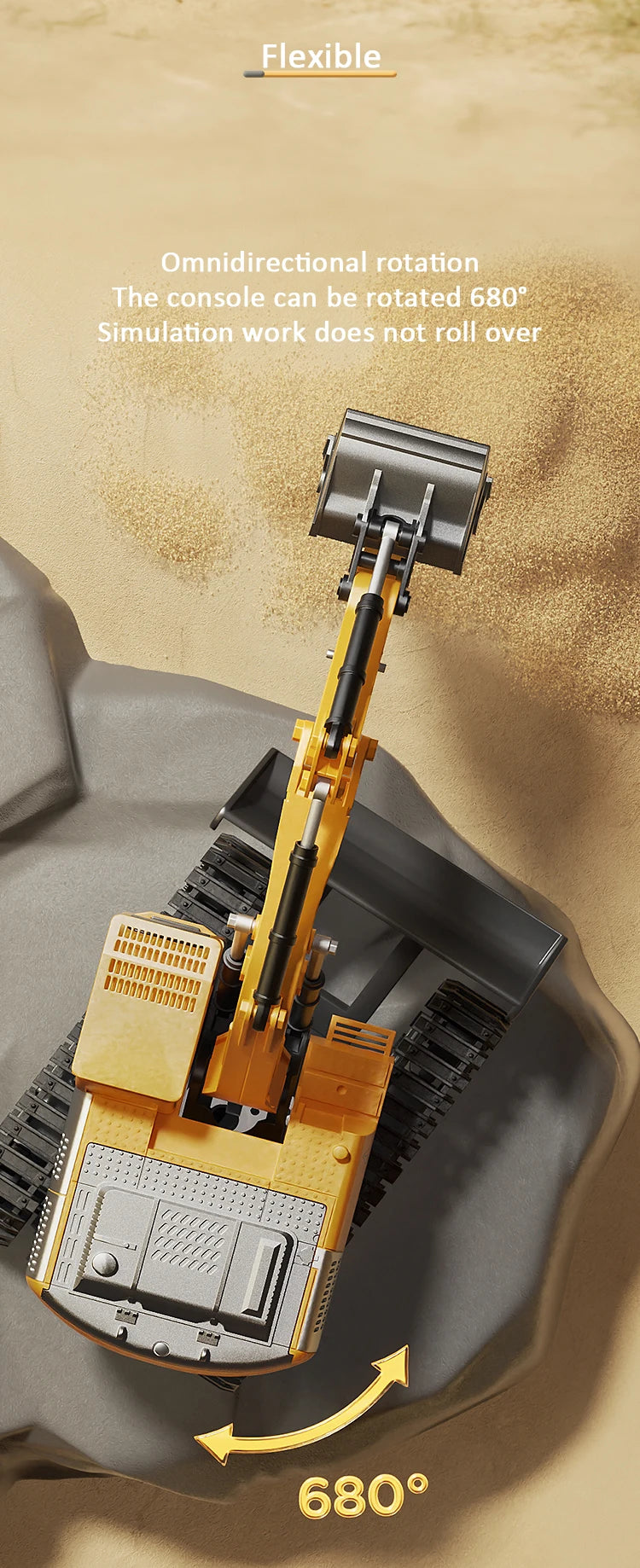 Alloy Remote Control Excavator Toy Car with Lights Sound Effect Electric Excavator Automobile Engineering Vehicle Children Gifts