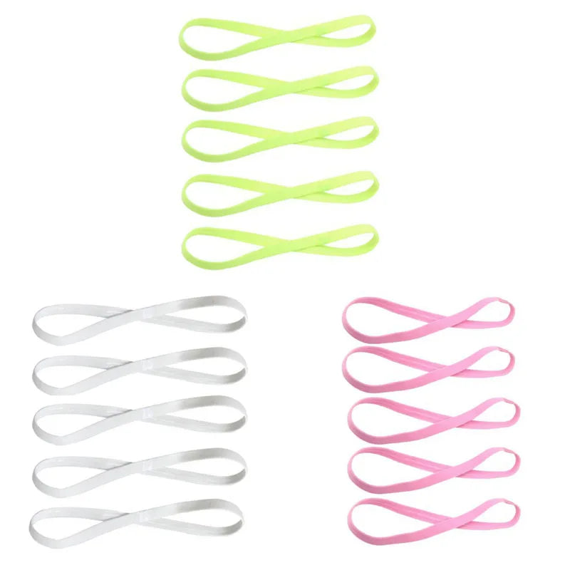 5Pcs Candy Color Women Men Yoga Hair Bands Sports Headband Girls Sport Anti-slip Elastic Rubber Sweatband Football Running
