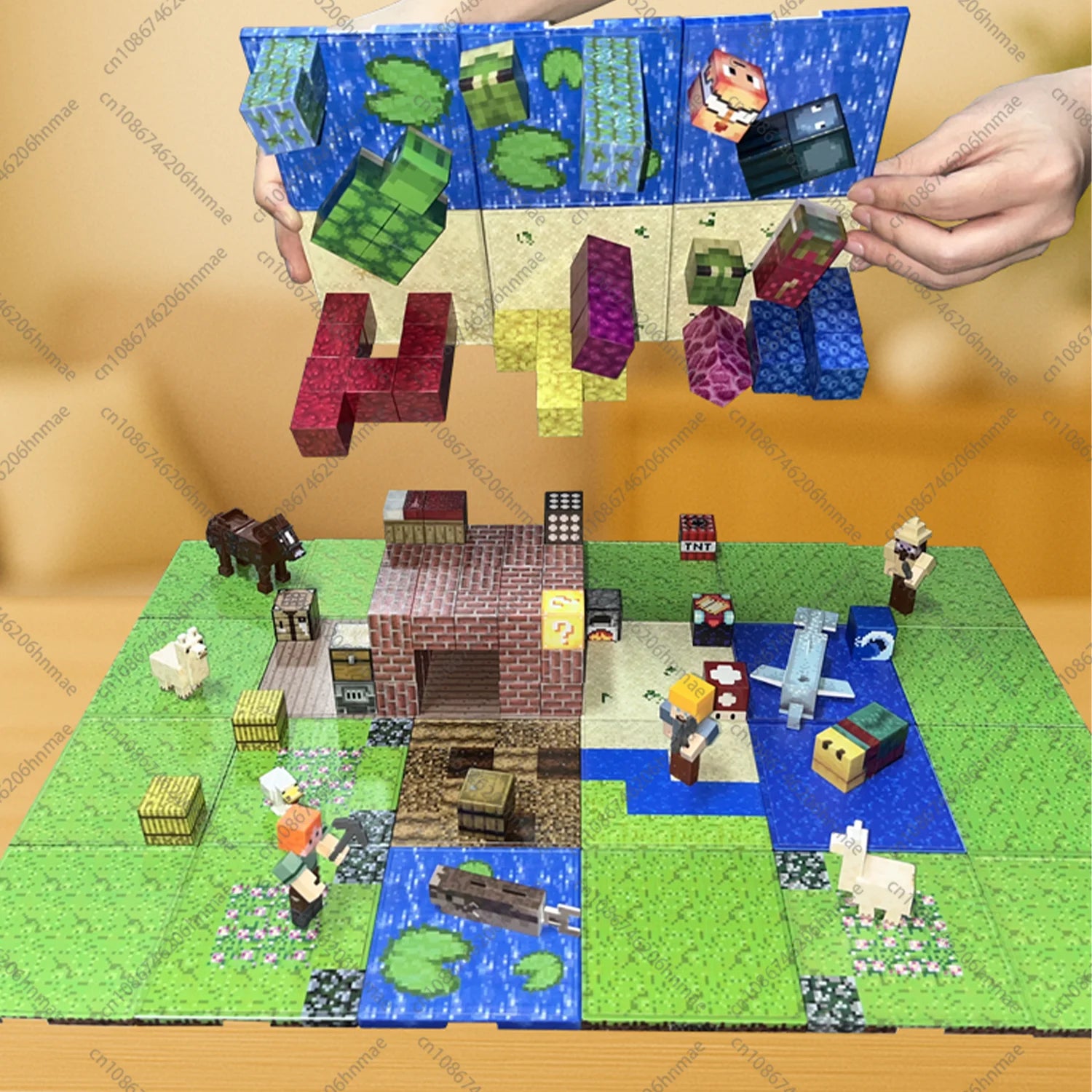 Magnetic Building Blocks Mine World Magnet Cube for Stacking Construction Brick Set Pixel Style Sensory Toys Kid Boys Girls DIY