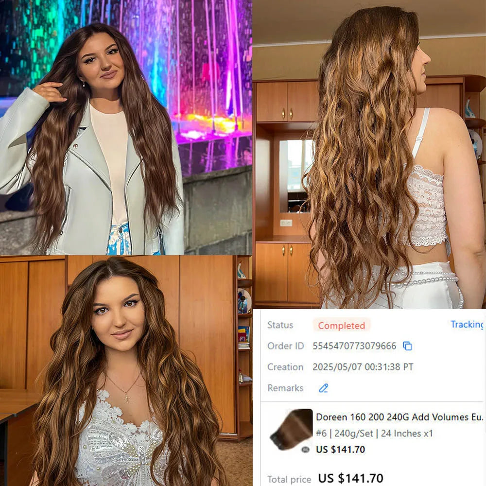 Doreen 160G 200G 240G Volume Series Brazilian Machine Remy Straight Clip In Human Hair Extensions  Full Head 10Pcs 16 to 24 Inch