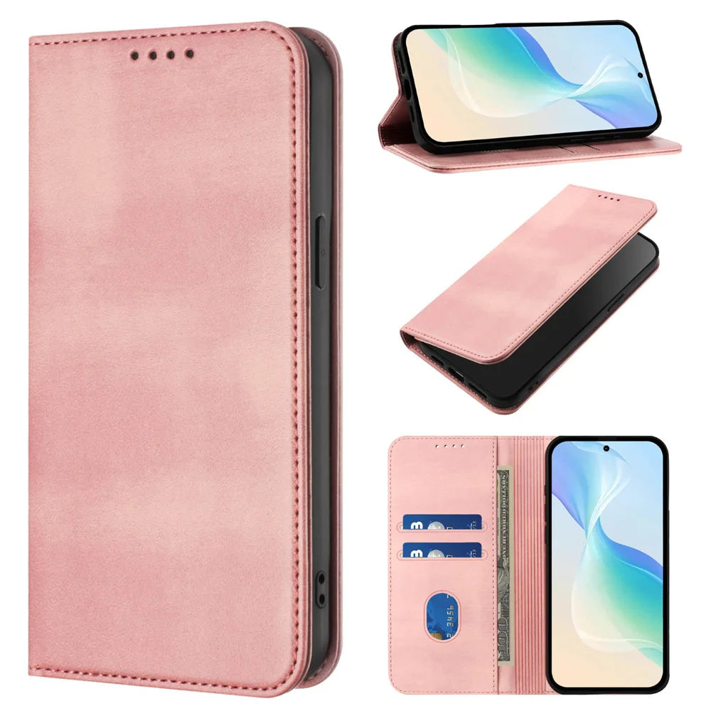 Leather Phone Case For Samsung Galaxy A06 A16 A14 A15 4g 5g A05S A05 A25 A35 A55 A56 A36 A26 A34 A54 Card Slot Flip Wallet Cover