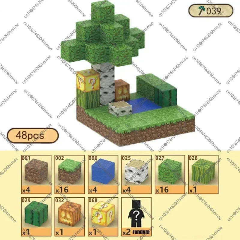 Magnetic Building Blocks Mine World Montessori Educational STEM Sensory Toy for Magnet Cube Kids Boys Girls Ages 3+ DIY Toy Gift