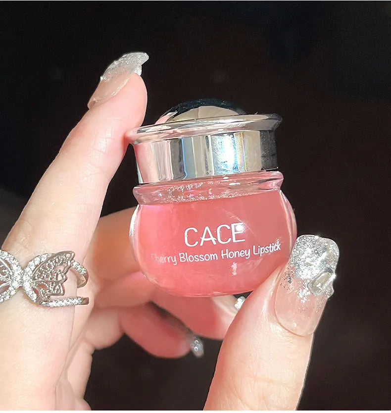 CACE Cherry Blossom Honey Lip Balm — Deeply Hydrating and Plumping, Water-Rich Glossy Finish, Non-Sticky,