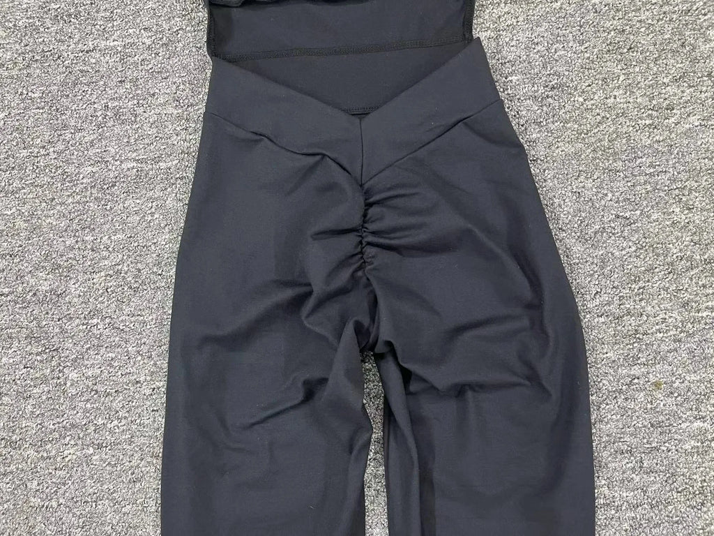 Sporty Jumpsuit Women Sportwear 2025 Workout Yoga Clothes Push Up Gym Set Women Sportswear Sport Outfit Fitness Overalls Black