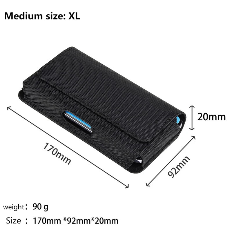 5.2-7.0 inch Phone Nylon Pouch Multifunction Cell Phone Belt Clip Carrying Holster Case Waist Bag For iPhone Samsung Smartphones