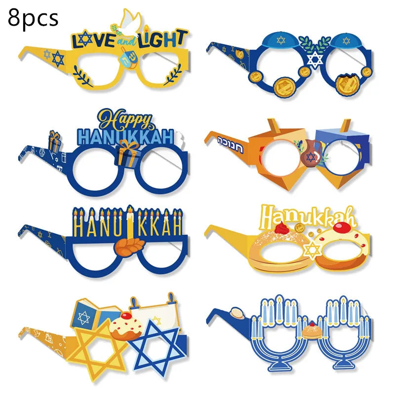 Jewish Hanukkah Balloon Banner Supplies Chanukah Disposable Tableware Cup Plate Napkins Happy Chanukah Festival Party Decoration