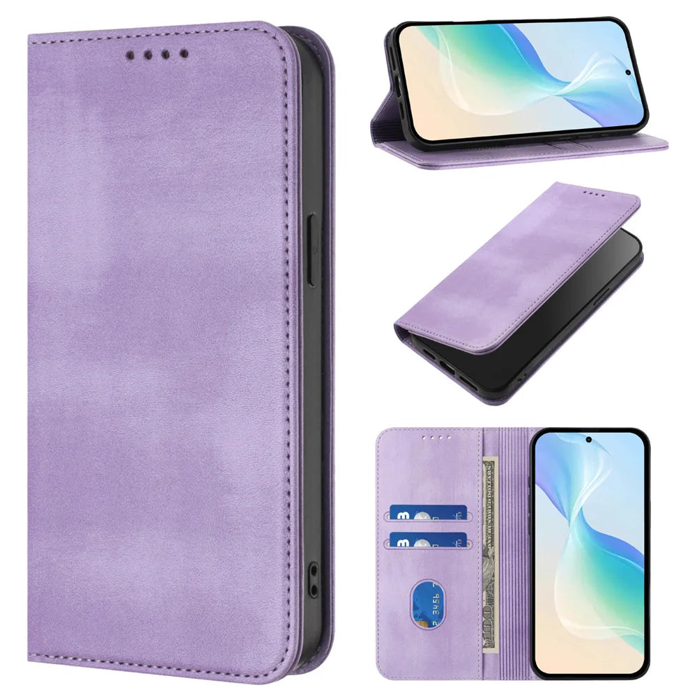 Leather Phone Case For Samsung Galaxy A06 A16 A14 A15 4g 5g A05S A05 A25 A35 A55 A56 A36 A26 A34 A54 Card Slot Flip Wallet Cover