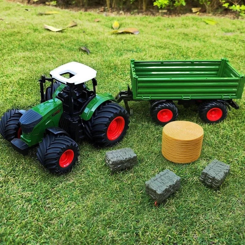Tractor Toy Car Model Trailer and Accessories Simulation Children's Farmer Car