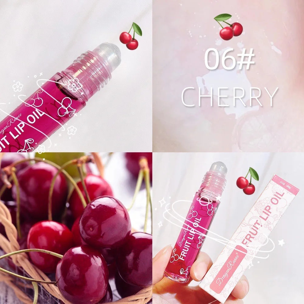 Hydrating Lip Oil Roller Gloss Moisturizing Nourishing Lip Balm Transparent Colorless Fruit Avocado Lip Care
