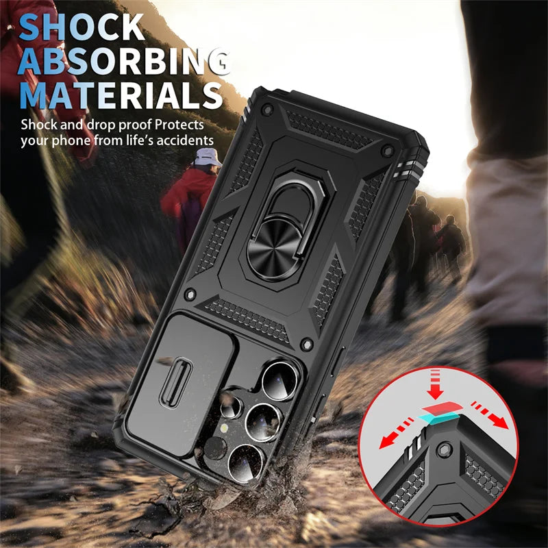 360 Full Protection Phone Case For Samsung Galaxy S25 Ultra S25 Plus Case Armor Car Magnet Ring Stand for GalaxyS25 + S 25 Cover