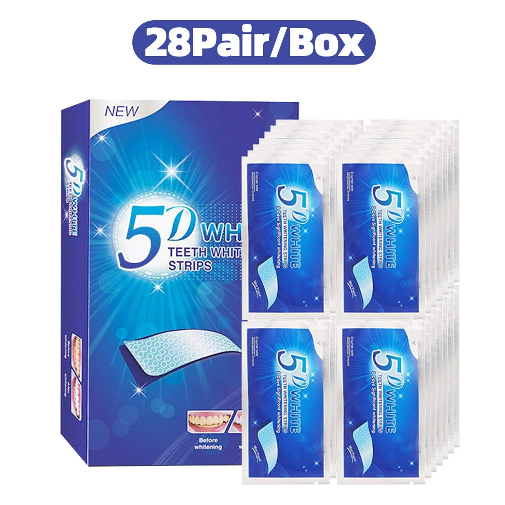 5D Teeth Whitening Strip 7/14/21/28 Pair Whiter Strips for Removing Smoking Coffee Stain, Effective Home Use Tooth Whitening Kit