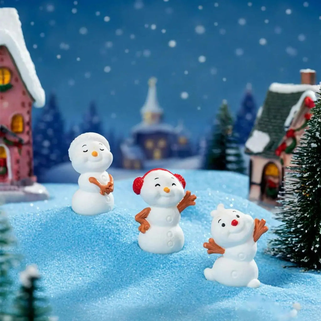5/10PCS Cute Snowman Figurines Mini Christmas Decor For Fairy Garden Sensory Bins Collector Display Gift