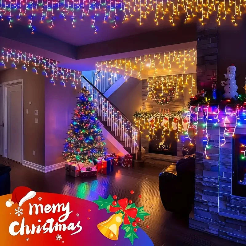 NEW 162/96LED Solar Icicle Outdoor Christmas Lights 8 Modes Waterproof Fairy Lights for Home Party Halloween Holiday Decoration