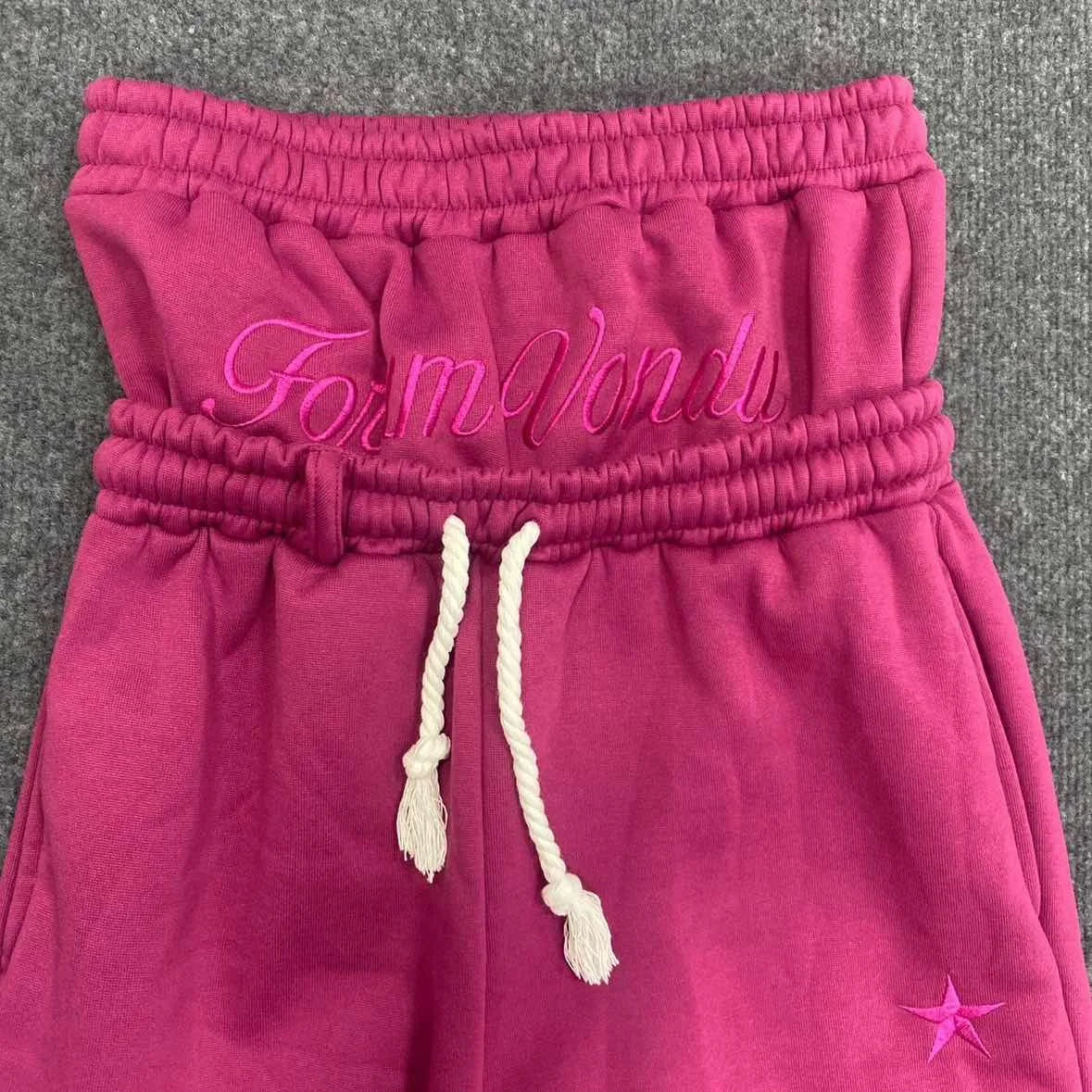 American Style Personalized Double Waisted Solid Casual Pants Sporty Popular Embroidery Sport Loose Men Women Couple Sweatpants