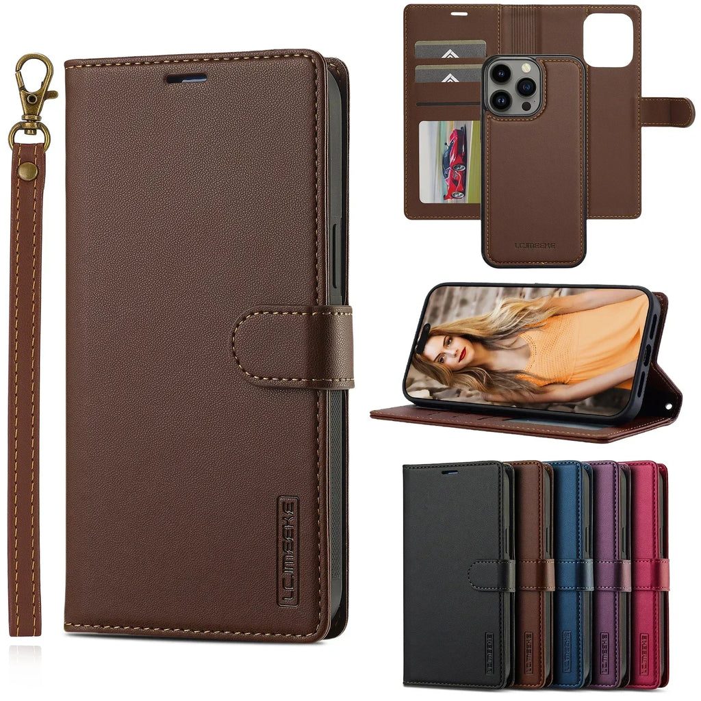 2in1 Removable Flip Leather Wallet Case Magnetic Phone Cover For iPhone 17 Air 15 Pro Max 14 Plus 16 13 12 11 SE 2022 Cards Solt