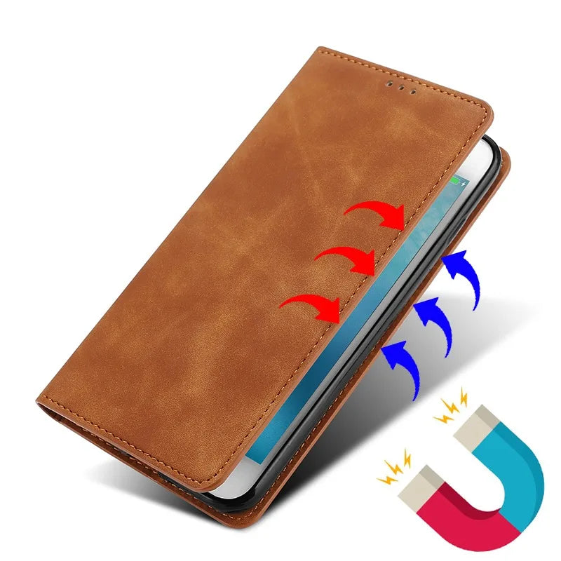 Luxury PU Leather Case For Samsung Galaxy S5 S6 S7 S10E S20 S21 S20 Ultra FE Edge S8 S9 S10 Lite Plus Flip Phone Case Cover  Bag