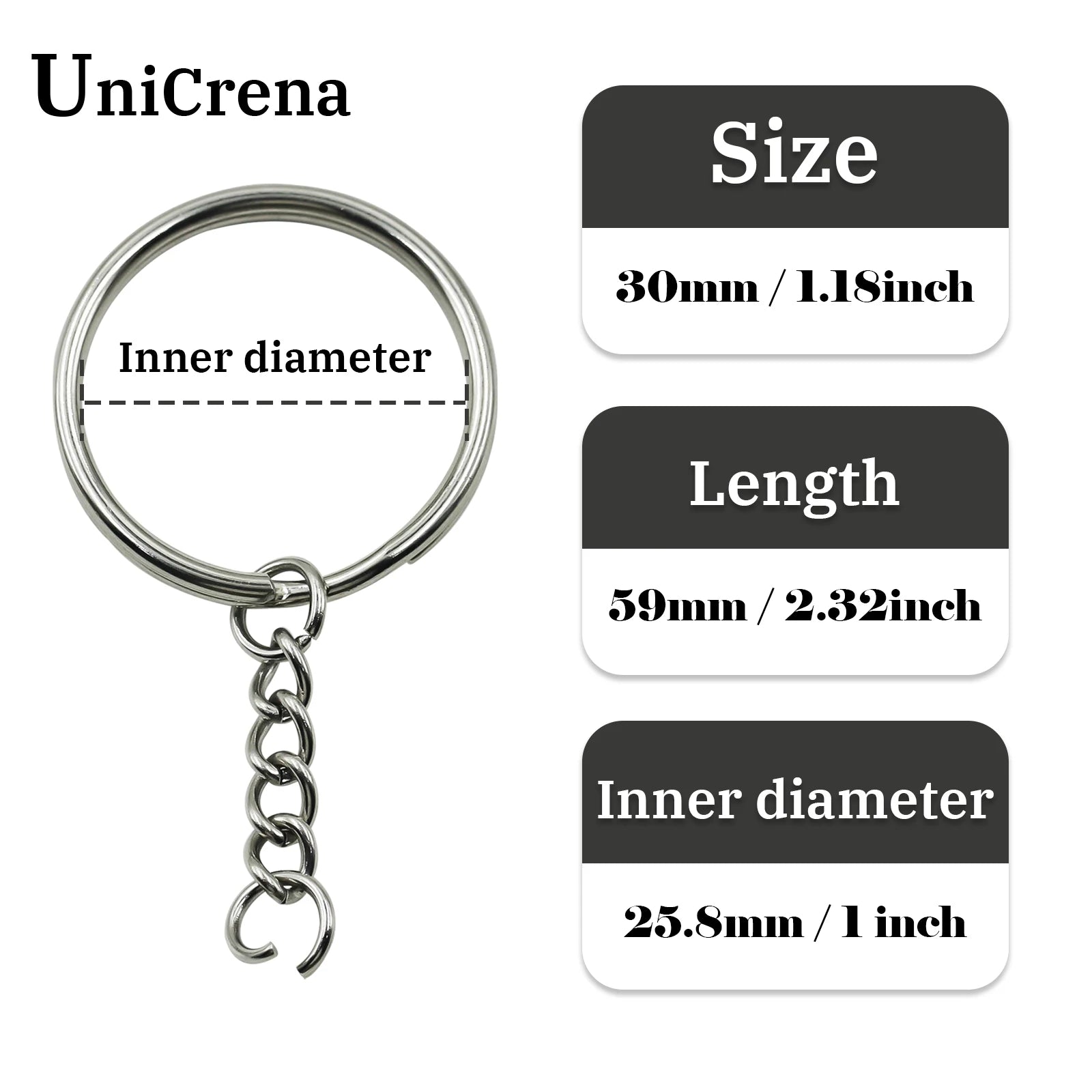 UniCrena Split Ring Stainless Steel Key Ring with Chain and Jump Rings Keychain for DIY Crafts, Jewelry Making, Dog Tags Bulk