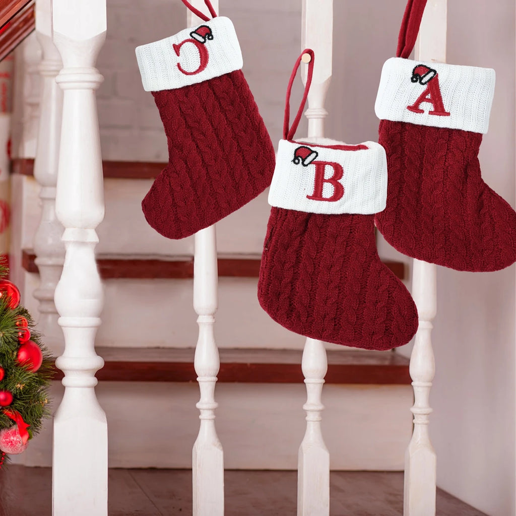 Christmas Alphabet Knitting Socks Christmas Tree Ornaments Christmas Decorations For Home 2025 Noel New Year 2026 Xmas Gift
