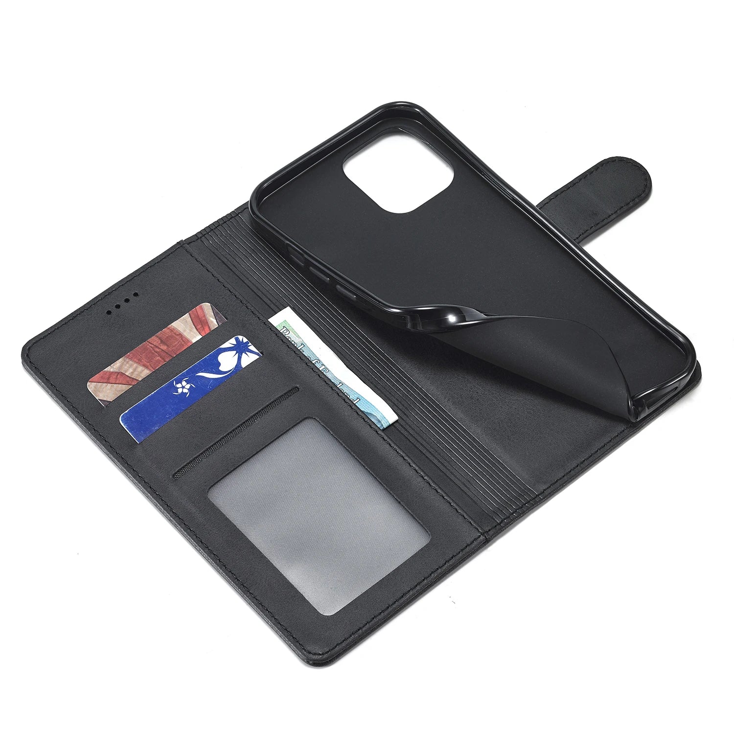 Flip Leather Wallet Case For iPhone 16 15 14 13 12 11 Pro Max XS XR 8 7 Plus SE Mini 16E Business Card Slot Wallet Phone Cover