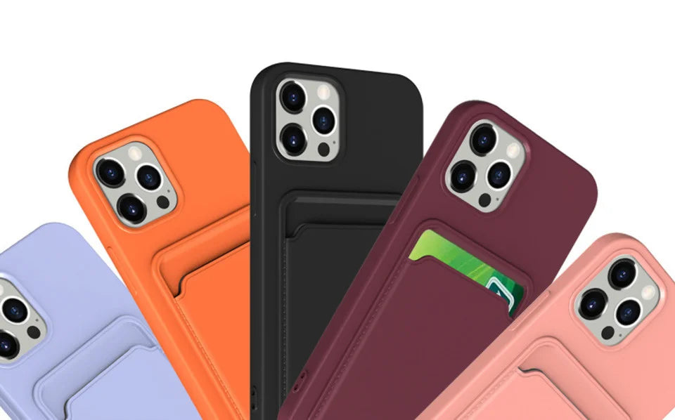 Phone Case For IPhone 16 Pro Max Case IPhone 12 Mini TPU Frosted Soft Protective Cover iPhone 14 Card Pocket 15 Plus