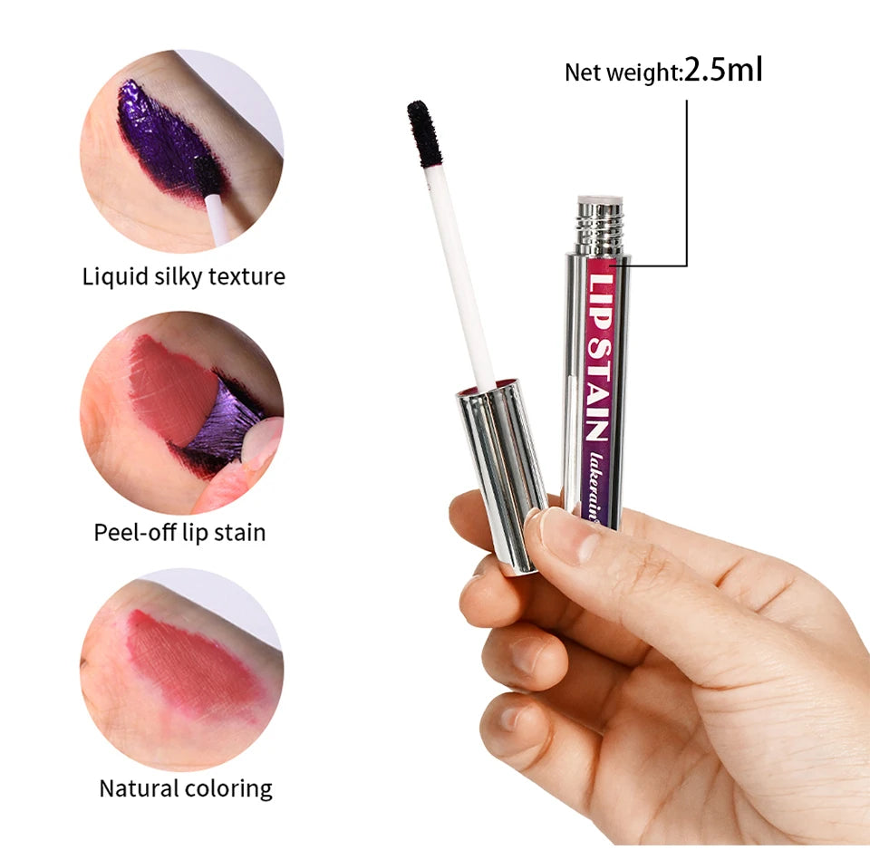 Peel Off Lip Stain Reveal Long Lasting Waterproof Pink Lip Tint Transfer Proof Non-stick Cup Natural Lip Stain Women's Cosmetics