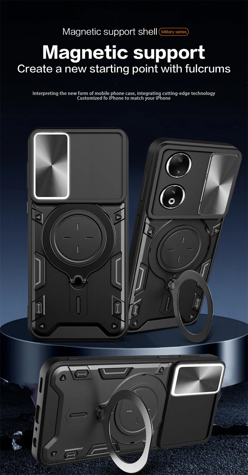 Funda For Honor 90 5G Case Shockproof Armor Magnetic Metal Ring Phone Case For Honer Honar 90 Honor90 Slide Camera Protect Cover