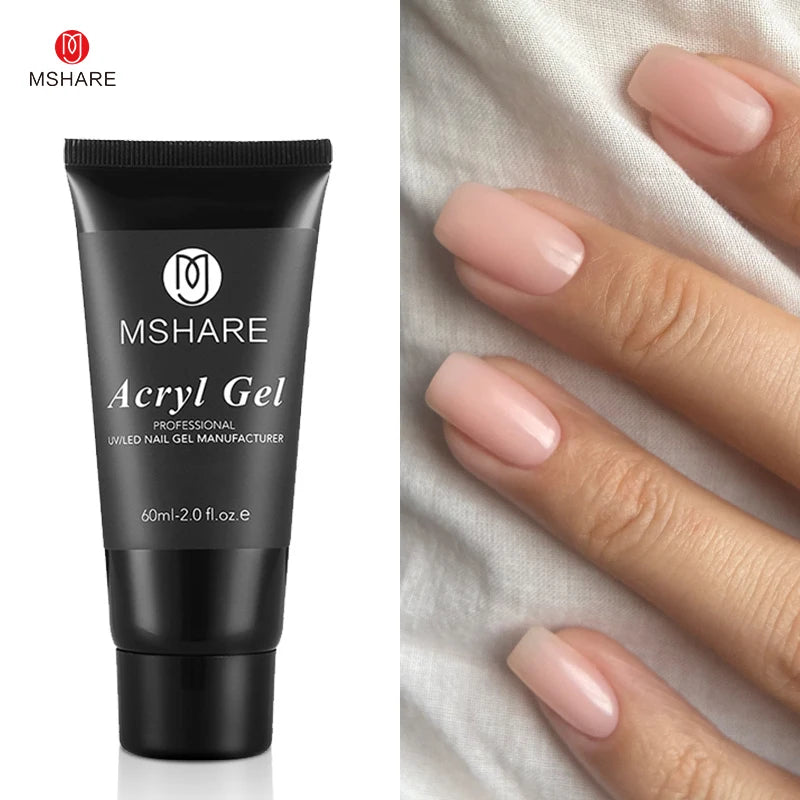 MSHARE Poly Nails Acryl Gel 60ml Builder UV Led Acrylgel Nails Extensions Acrylic Pink White Clear Acrylatic Hema Tpo Free Gel
