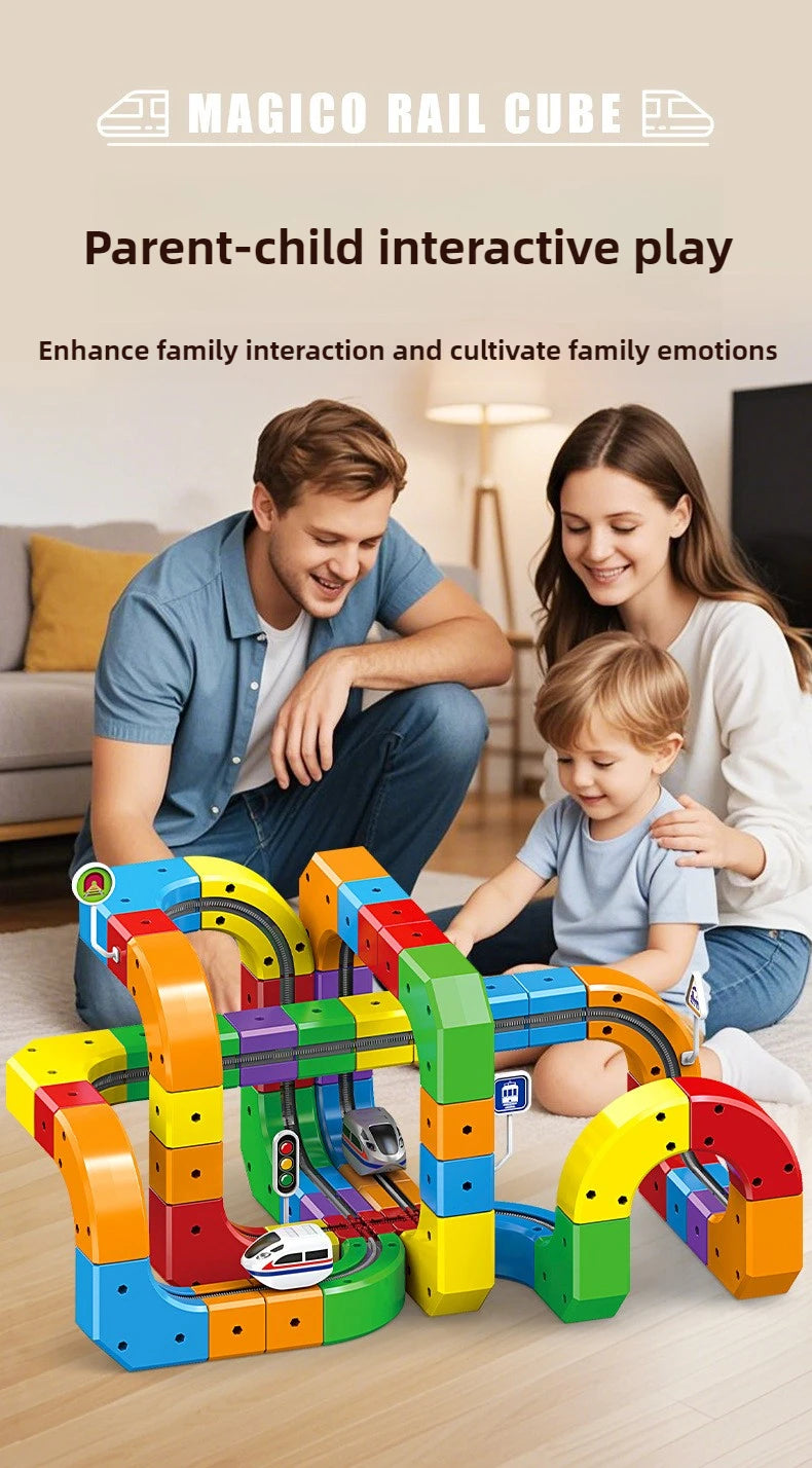 Children Magic Track Train Electric Assembled Building Blocks Magnetic Rail Car Maze Educational Toys for Kids Christmas Gifts