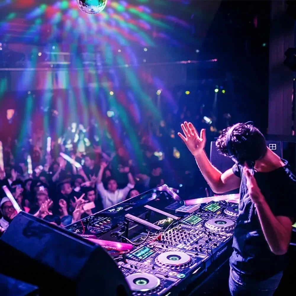 LED Stage Disco Light Rotating DJ Ball Strobe Colorful Magic Dance Car Ambient RGB Christmas Gift Party Club Car Laser Show Lamp