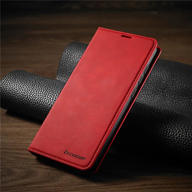 Leather Magnetic Flip Case For iPhone 16 15 14 17 Pro Max Air 16E 13 12 11 XS Max XR SE 8 7 Plus Wallet Card Solt Phone Cover