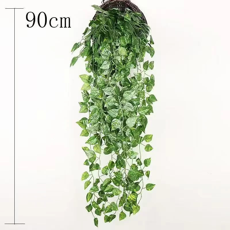 2.1M Green Ivy Leaf Hanging Vine Artificial Garland Silk Wall Plant Home Garden Decoration Wedding Party DIY Fake Wreath Leaves