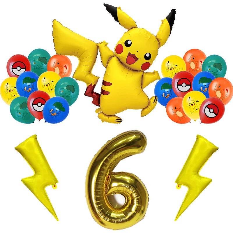 Pokemon Birthday Party Decoration New Pikachu Latex Foil Balloon Kids Disposable Tableware Event Supplies Backdrop Child Gift