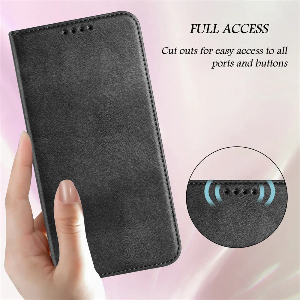 Leather Phone Case For Samsung Galaxy A06 A16 A14 A15 4g 5g A05S A05 A25 A35 A55 A56 A36 A26 A34 A54 Card Slot Flip Wallet Cover
