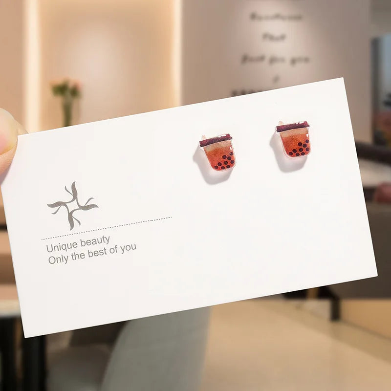 Round Magnetic Non-Piercing Clips on Stud Earrings Cute Fruit Series Stainless Steel Ear Stud Fashion Jewelry Sweet Girls 1 Pair