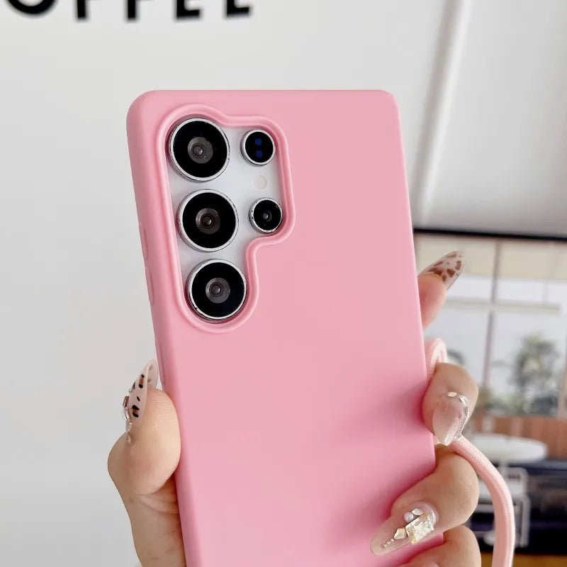 Strap Case For Samsung Galaxy S25 Ultra S21 S22 S23 Plus S24 FE S25FE A17 A56 Crossbody Lanyard Double Buckle Cord Soft Cover