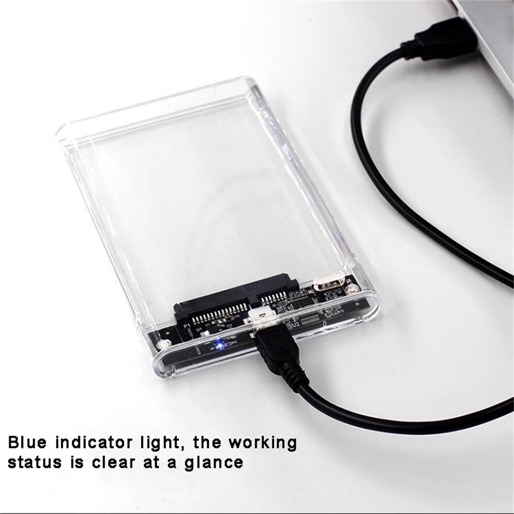 USB 3.0/Type C HDD Enclosure 2.5 inch SATA SSD External Hard Drive Case with 5Gbps Transfer Speed Clear Harddisk Boxs Tool-Free