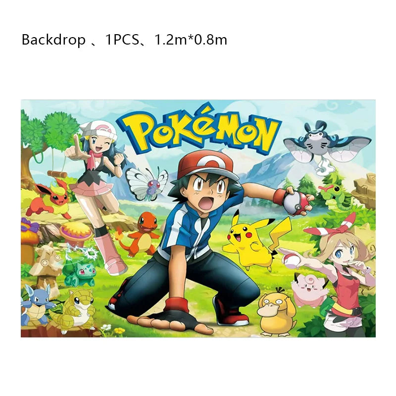 Pokemon Birthday Party Decoration New Pikachu Latex Foil Balloon Kids Disposable Tableware Event Supplies Backdrop Child Gift