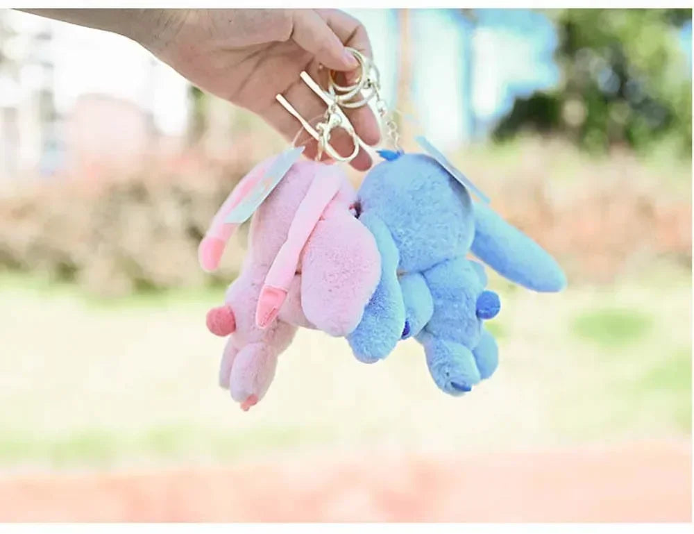 Cartoon Stitch Plush Keychain Soft Toy Cute Stuffed Animal Pendant Gift for Girls  Angel Doll Bag Charm Kids Birthday Present