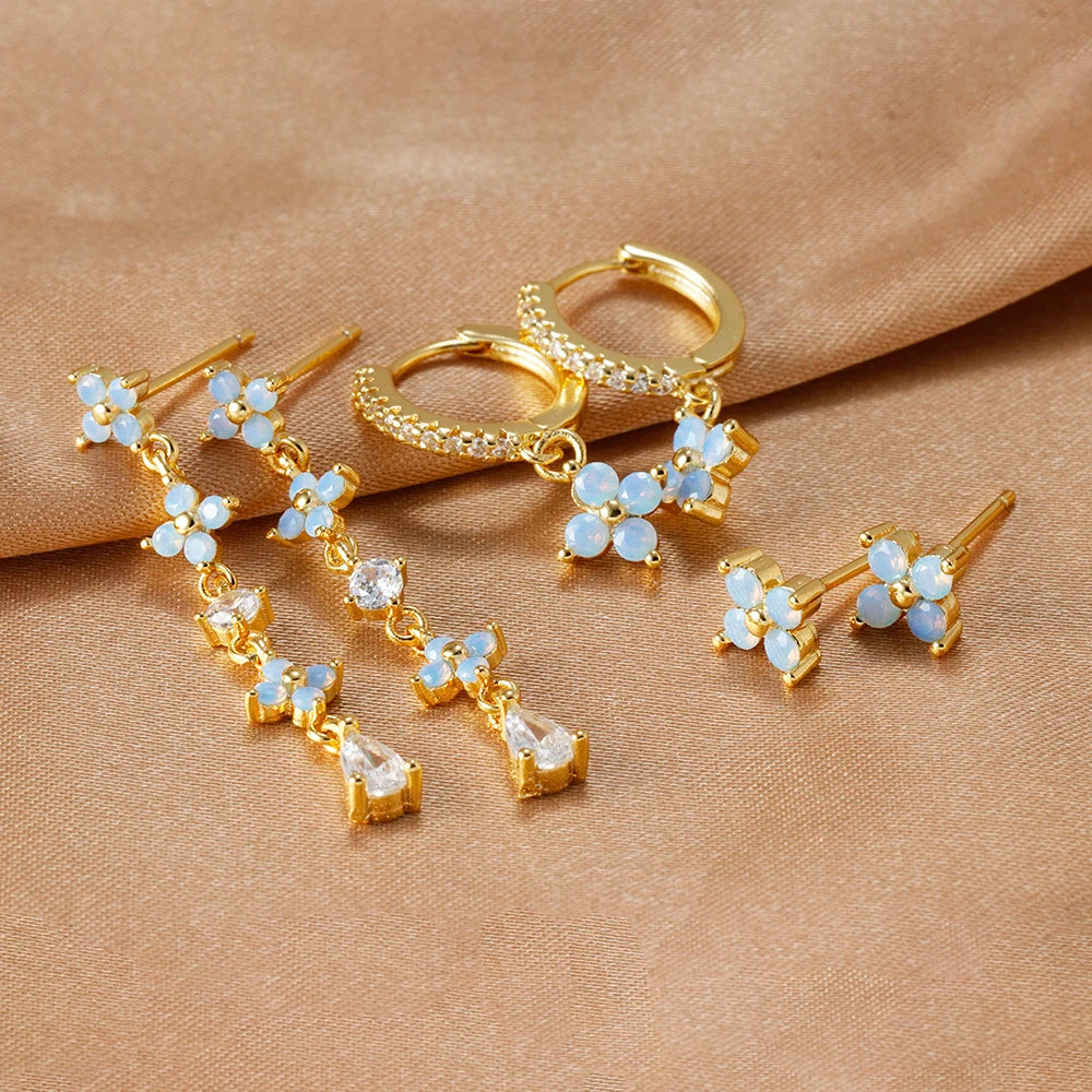 New Arrival Korean Trendy Stainless Steel Fresh Lovely Sweet Flower Stud Earrings For Women 2023 Fashion Jewelry