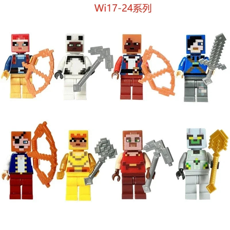 17 Styles Minecrafte Building Blocks Set I/Wi Series 8PCS Set MC Non Repetitive DIY Assembled Toy Birthday Gift action figure