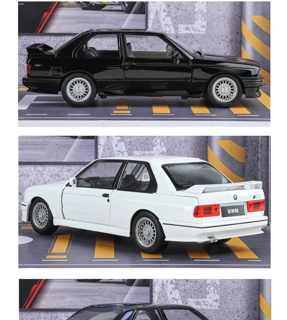 1:24 1988 BMW M3 E30 Alloy Sports Car Model Diecasts Metal Classic Car Vehicles Model Simulation Sound and Light Kids Toys Gifts