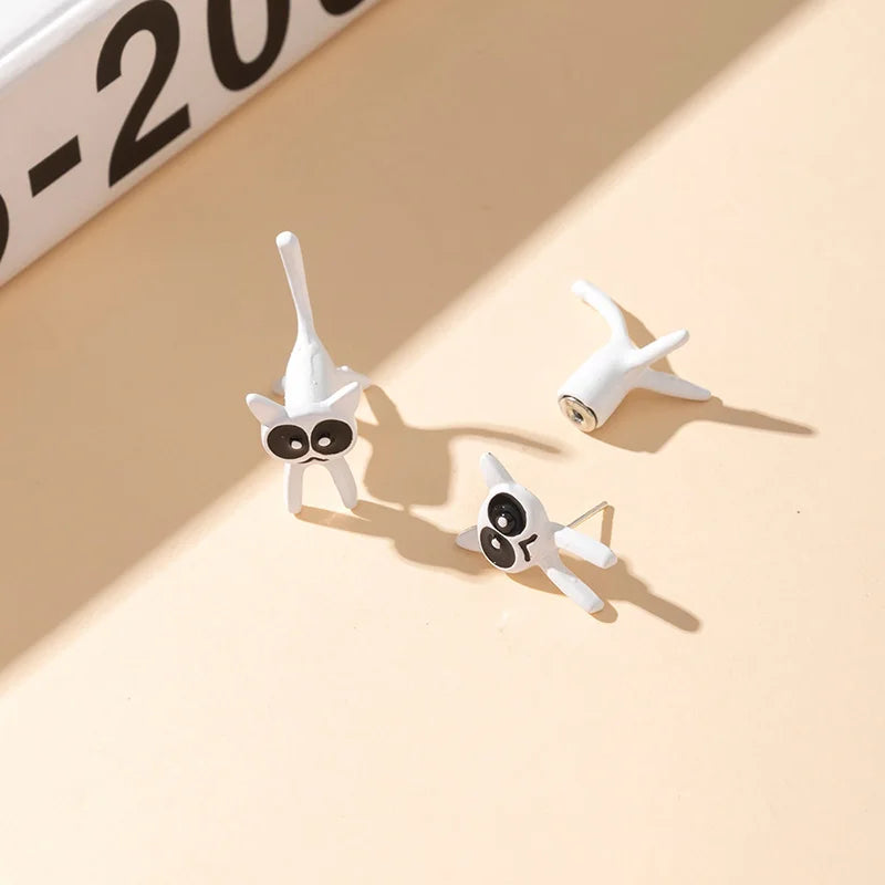 2pcs/1pair Animal Cartoon Stud Earring For Women Cute Dinosaur Little Dog Whale Clay Bite Ear Jewelry Funny Gifts Fashion