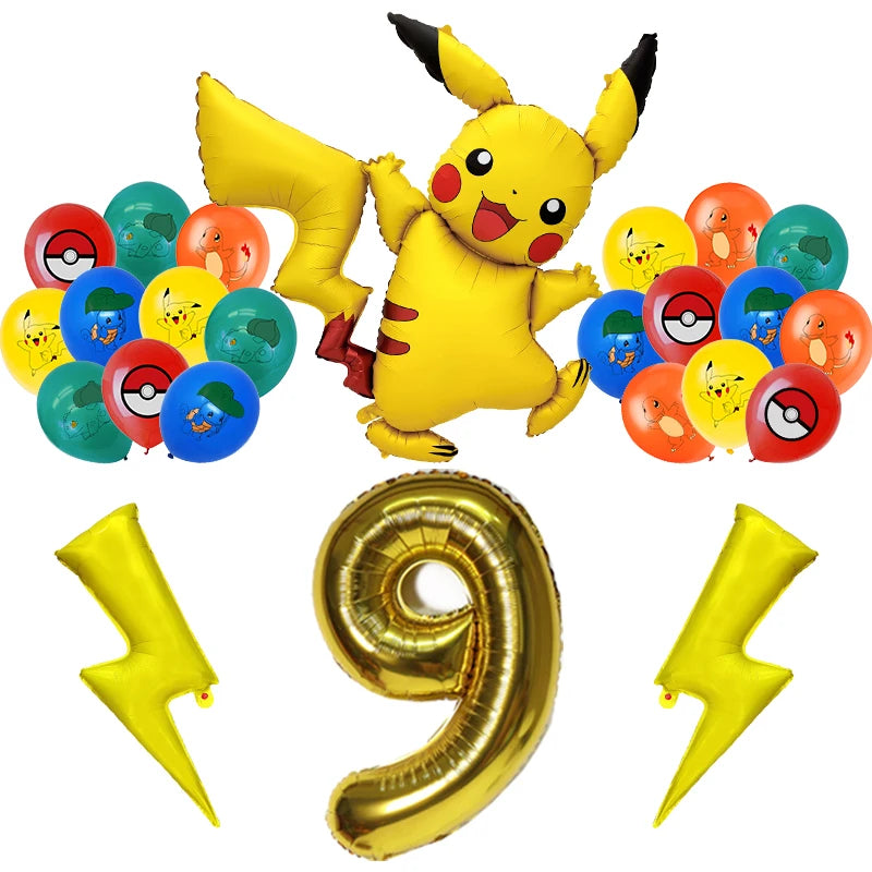 Pokemon Birthday Party Decoration New Pikachu Latex Foil Balloon Kids Disposable Tableware Event Supplies Backdrop Child Gift
