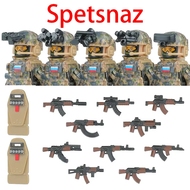 Military Army Figures Building Blocks SWAT Ghost Commando Special Forces Soldier Weapons Gun Hat Shield Belt AK Mini Bricks Toy