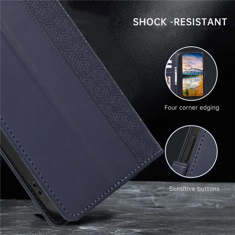 Luxury Leather Wallet Phone Case for iPhone 17 Air 16 15 14 Pro Max 16E 13 12 Mini 11 XS XR Max SE 8 7 Plus Flip Stand Cover
