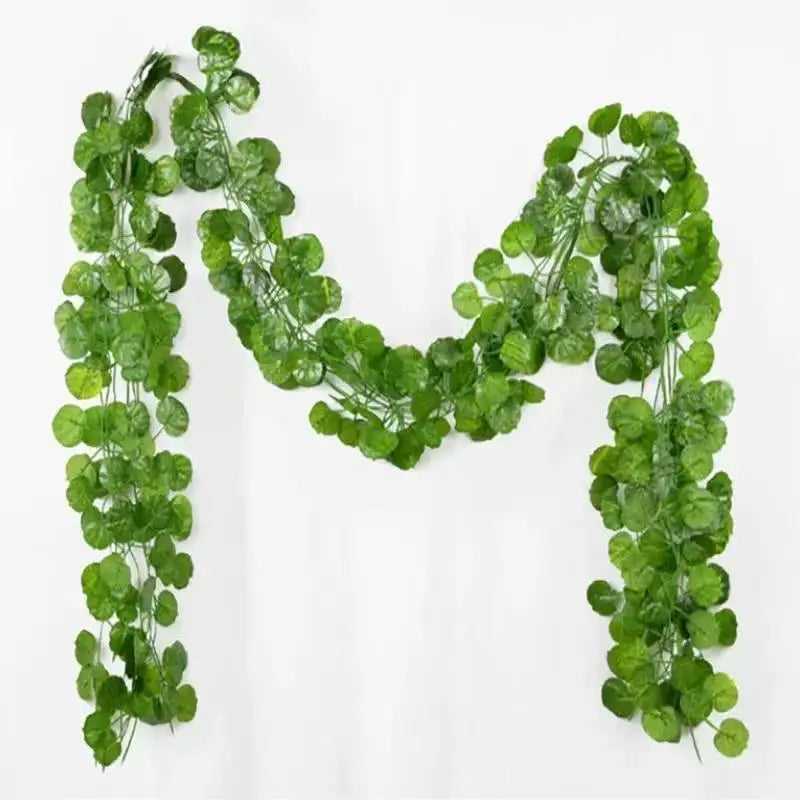 2.1M Green Ivy Leaf Hanging Vine Artificial Garland Silk Wall Plant Home Garden Decoration Wedding Party DIY Fake Wreath Leaves