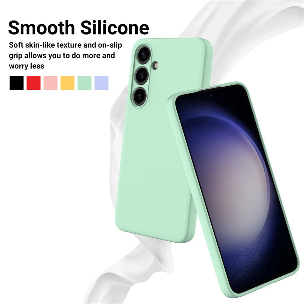 Delicate Liquid Silicone Camera Lens Protector Phone Cases For S23 S24 FE For Samsung Galaxy  S23 S24 S25 UItra Plus soft Cover