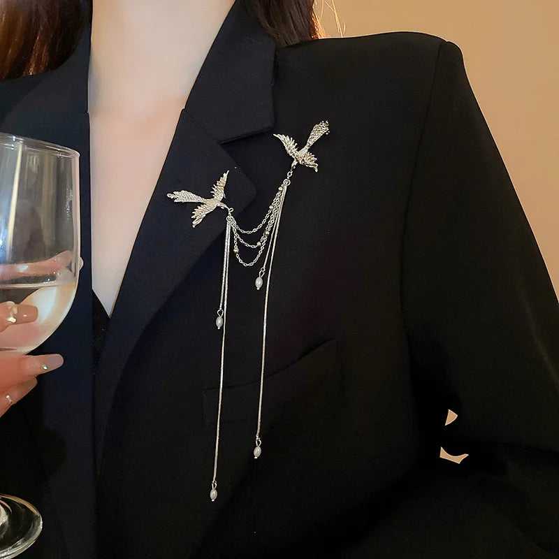 Fire Phoenix Phoenix Brooch Pins Delicate Long Fringe Brooches for Women Men Animal Bird Corsage Clothes Bags Party Accessories