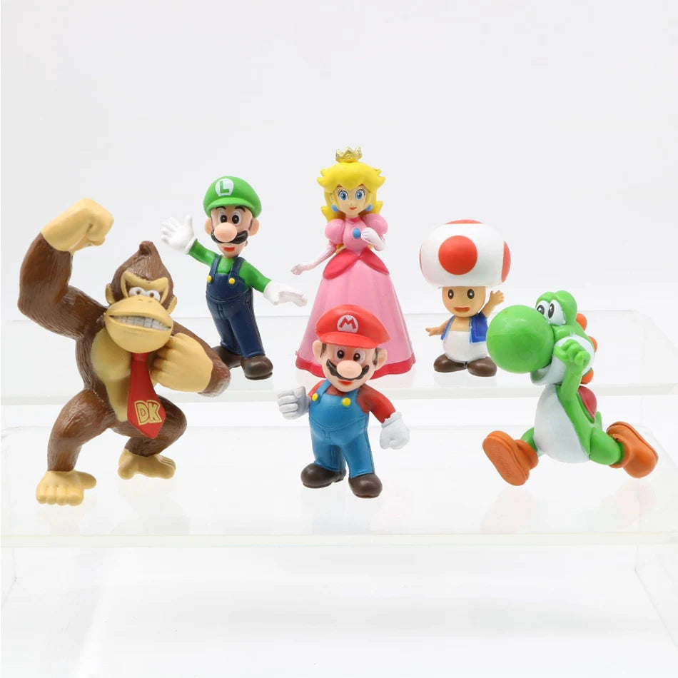Super Mario Bros PVC Action Figure Toys Dolls Model Set Luigi Yoshi Donkey Kong MushroomFor Kids Birthday Gifts